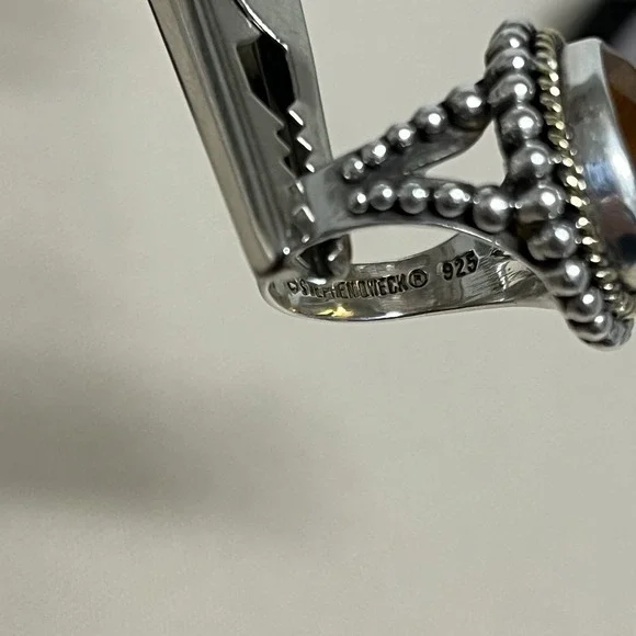 Stephen Dweck Sterling Silver 925 & 18K Gold Oval Citrine Cocktail Ring Size 6.5 - Picture 5 of 16